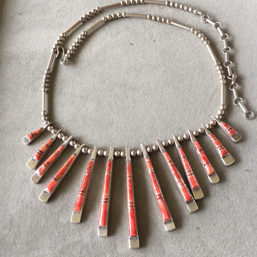Vintage Native American Spiny Oyster Necklace Reversible